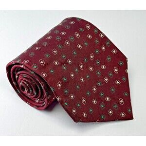 Vintage Polo Ralph Lauren Tie Made in USA Burgundy Geometric Silk Necktie Preppy